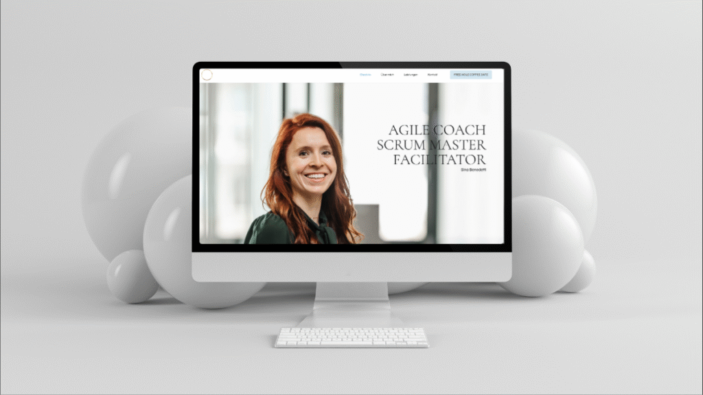 Bild von Startseite einer Website mit sina benedetti